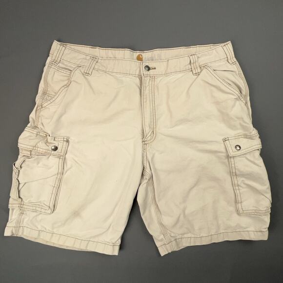 Carhartt Cargo Shorts Mens 40 Khaki Relaxed Fit Flat Front Utility Work Wear - Picture 1 of 11